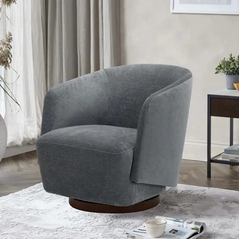 BOXED DANETTI NATALIA BLUE GREY FABRIC SWIVEL ACCENT CHAIR (1 BOX)