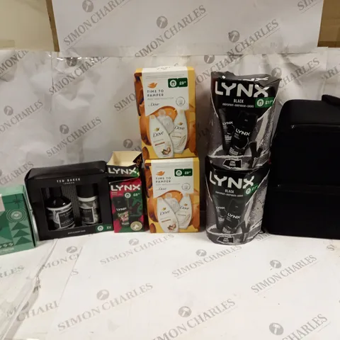 APPROXIMATELY 12 ASSORTED BOXSETS TO INCLUDE LYNX AFRICA, DOVE BODY WASH COLLECTION, AND THE BODY SHOP POWERFULLY PURIFYING