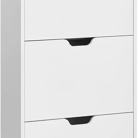 BOXED VASAGLE SHOE CABINET 3 FLIP DOORS, 4 TIER SHOE RACK, WITH 1 OPEN COMPARTMENT, ADJUSTABLE AND REMOVABLE DIVIDER, FOR 14-18 PAIRS SHOES, 24×60×130CM, CLOUD WHITE