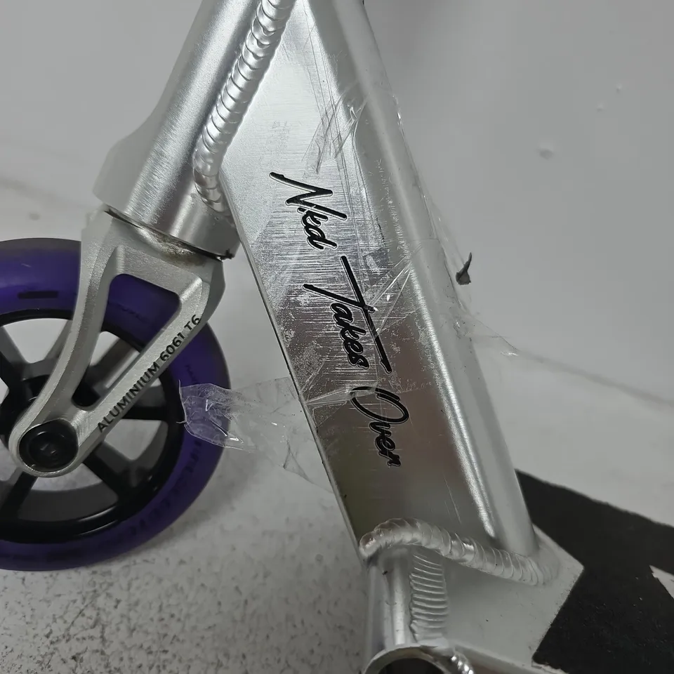 NKD STUNT SCOOTER – ALUMINIUM FRAME, PURPLE WHEELS AND GRIPS