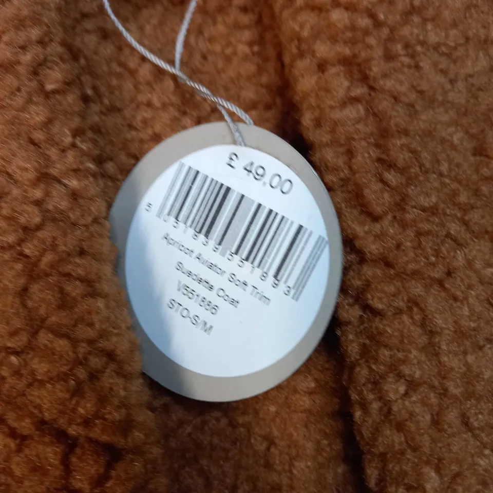 APRICOT AVIATOR SOFT TRIM SUEDETTE COAT - S/M