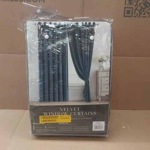 BAGGED VELVET WINDOW CURTAINS - 66 X 90"