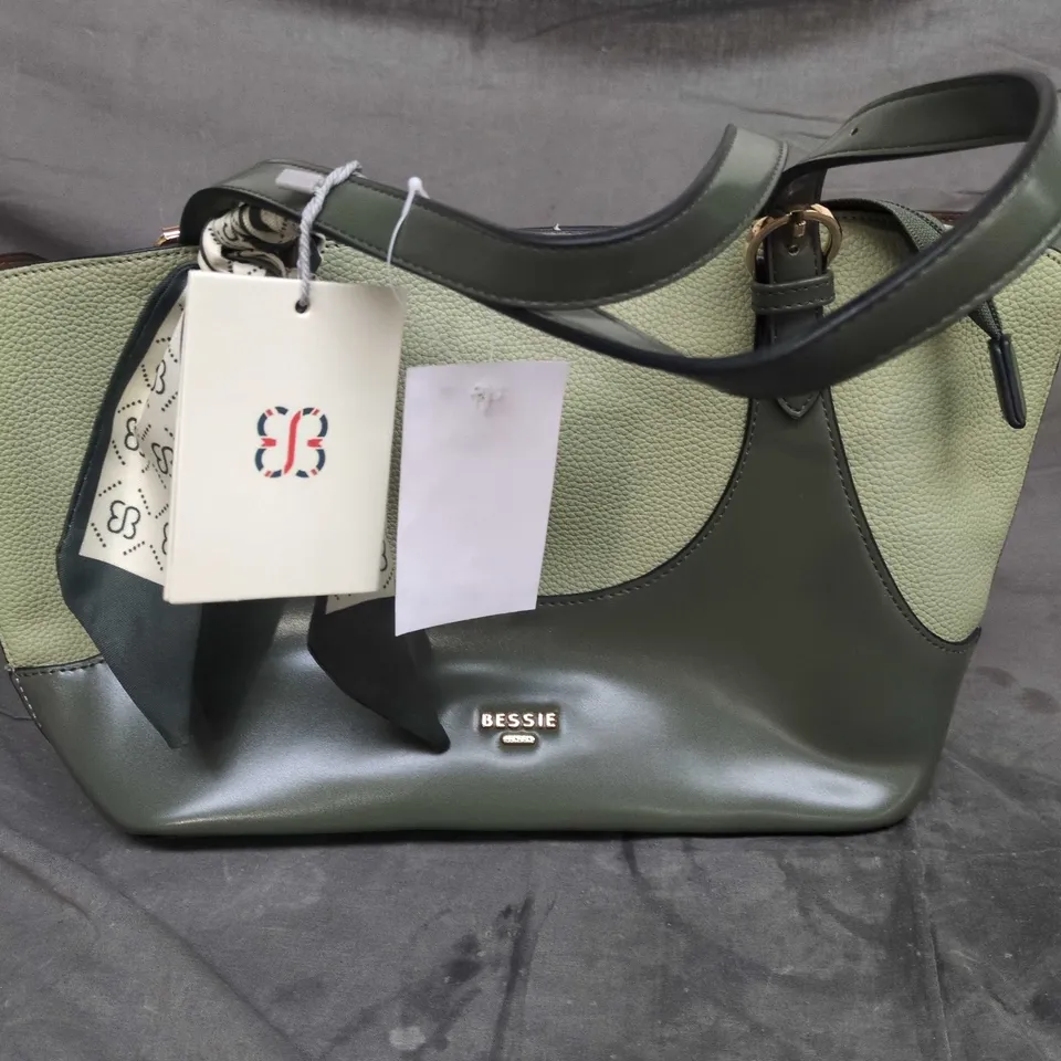 BESSIE LONDON HANDBAG - GREEN & BLACK SHOULDER BAG