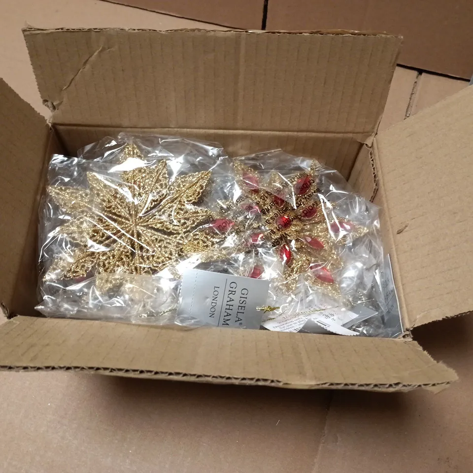 LOT OF 12 AS NEW GISELLA RAHAM DECORATIVE STAR THEMED HANGING TREE DECORATIONS