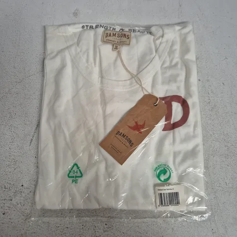 BAGGED DAMSONS D CREW T-SHIRT IN WHITE - SIZE 18