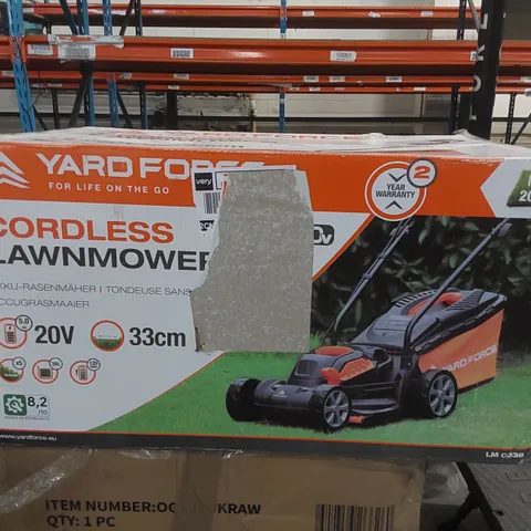 BOXED YARD FORCE 20V CORDLESS LAWNMOWER 