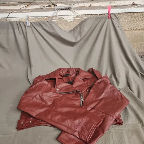RISING BURGUNDY LEATHER JACKET  UK SIZE L