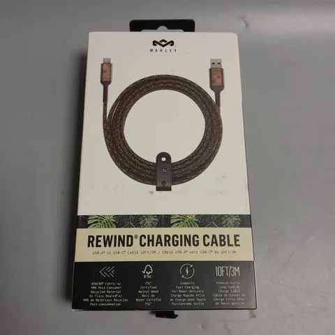 BOXED BOB MARLEY REWIND CHARGING CABLE USB-A TO USB-C 10FT/3M