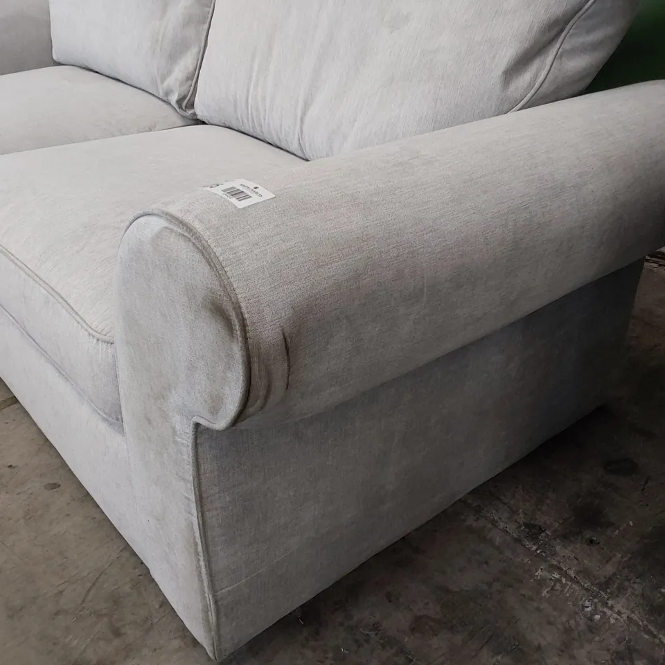 DESIGNER THREE SEATER SOFA LIGHT GREY FABRIC 