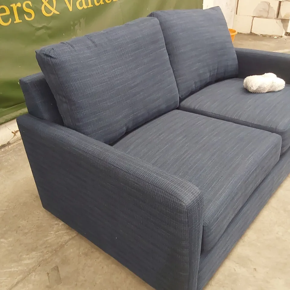 QUALITY DESIGNER NAVY LINEN UPHOLSTERED SOFA BED
