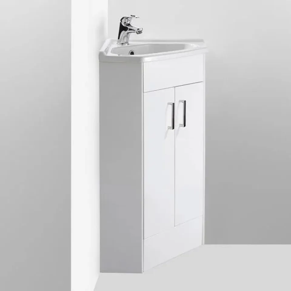 BOXED NUIE MAYFORD 2 DOOR CORNER CABINET - NVC180A // NO BASIN (1 BOX)