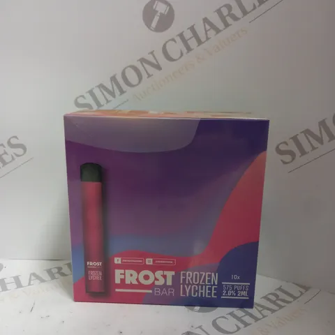 10 X BOXED SEALED (10 DISPOSABLES PER BOX) DR FROST FROST BAR DISPOSABLE VAPES - FROZEN LYCHEE