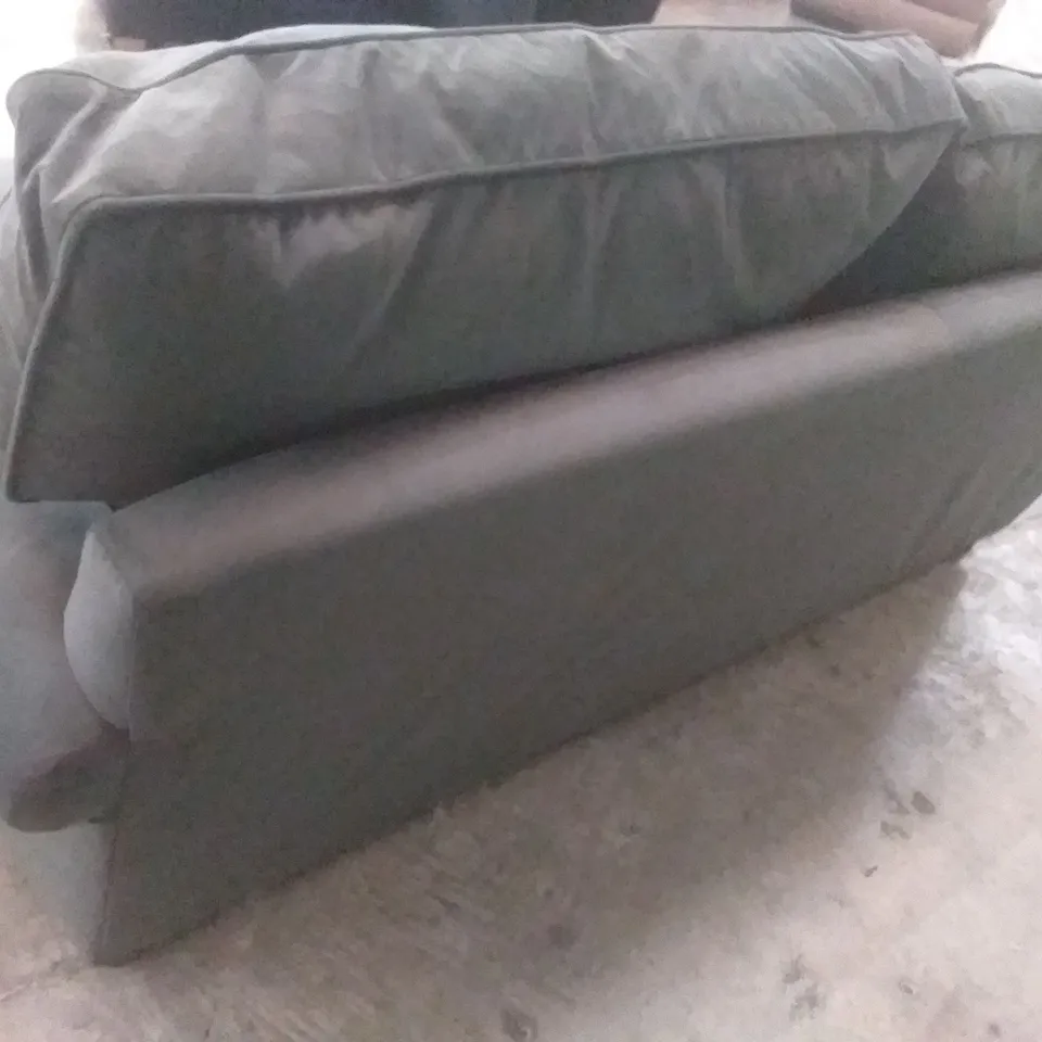 LOUNGE CO MADE AND MANUFACTURED 2 SEATER SOFA - DARK BLUE/GREEN/GREY FABRIC
