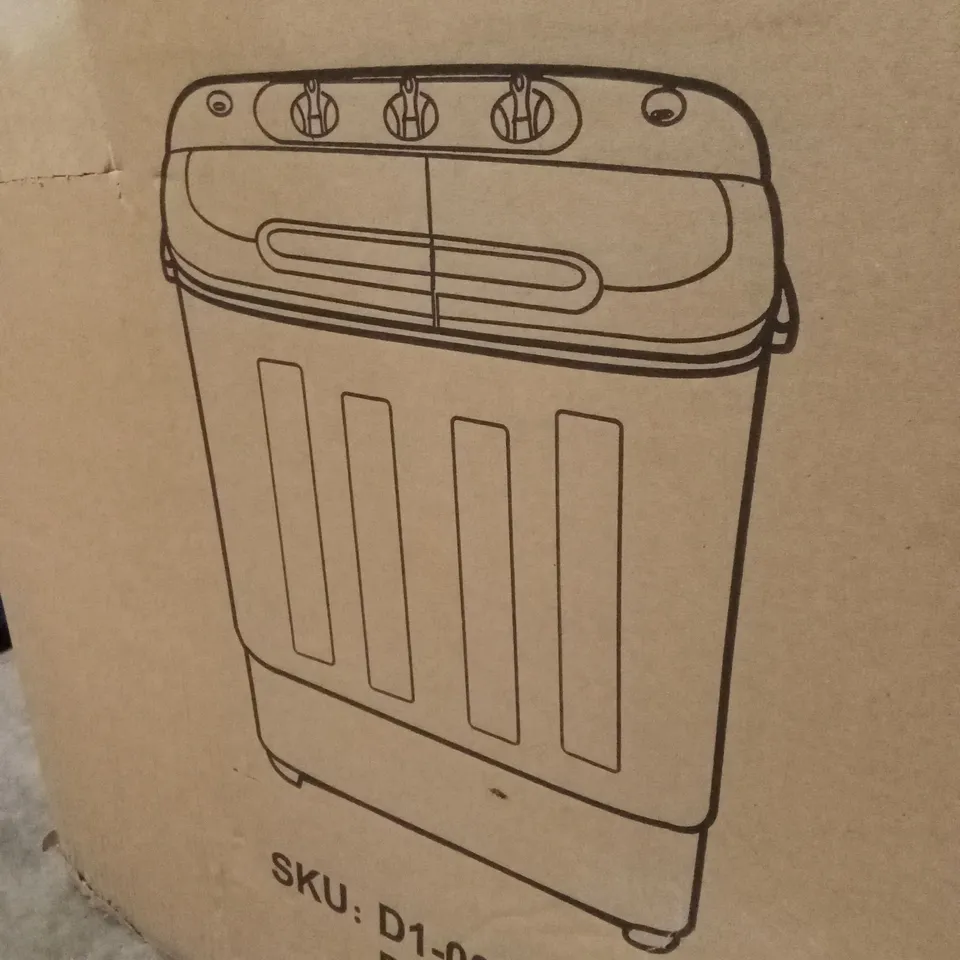 BOXED DISPLAY4TOP PORTABLE COMPACT MINI TWIN TUB WASHING MACHINE AND SPIN CYCLE W/HOSE