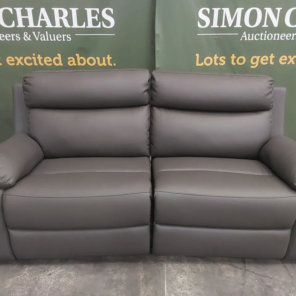 EDISON 3 SEATER LUXURY FAUX LEATHER MANUAL RECLINER SOFA - CHARCOAL  RRP £799
