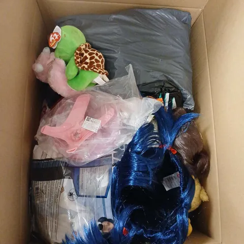 LARGE QUANTITY OF ASSORTED TOYS AND GAMES TO INCLUDE -FANCY DRESS, TEDDIES AND BALL PIT BALLS