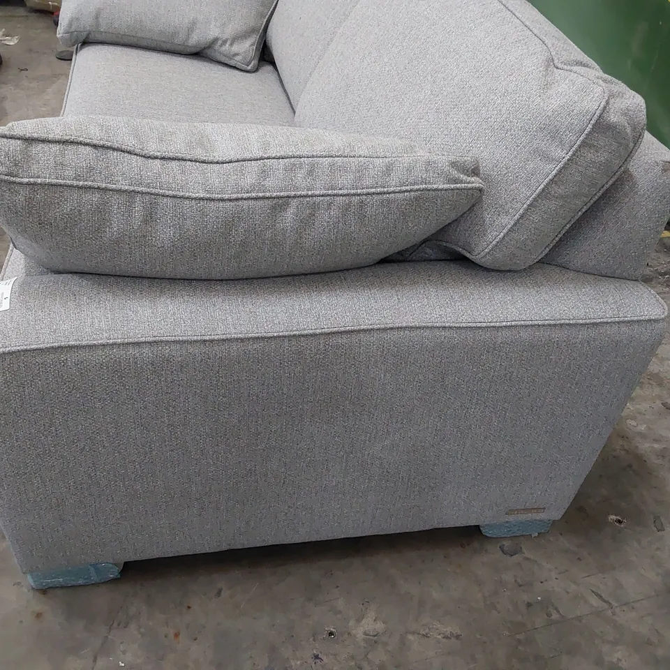 QUALITY BRITISH MADE LOUNGE Co TWO SEATER SOFA WITH BOLSTER CUSHIONS GREY FABRIC 