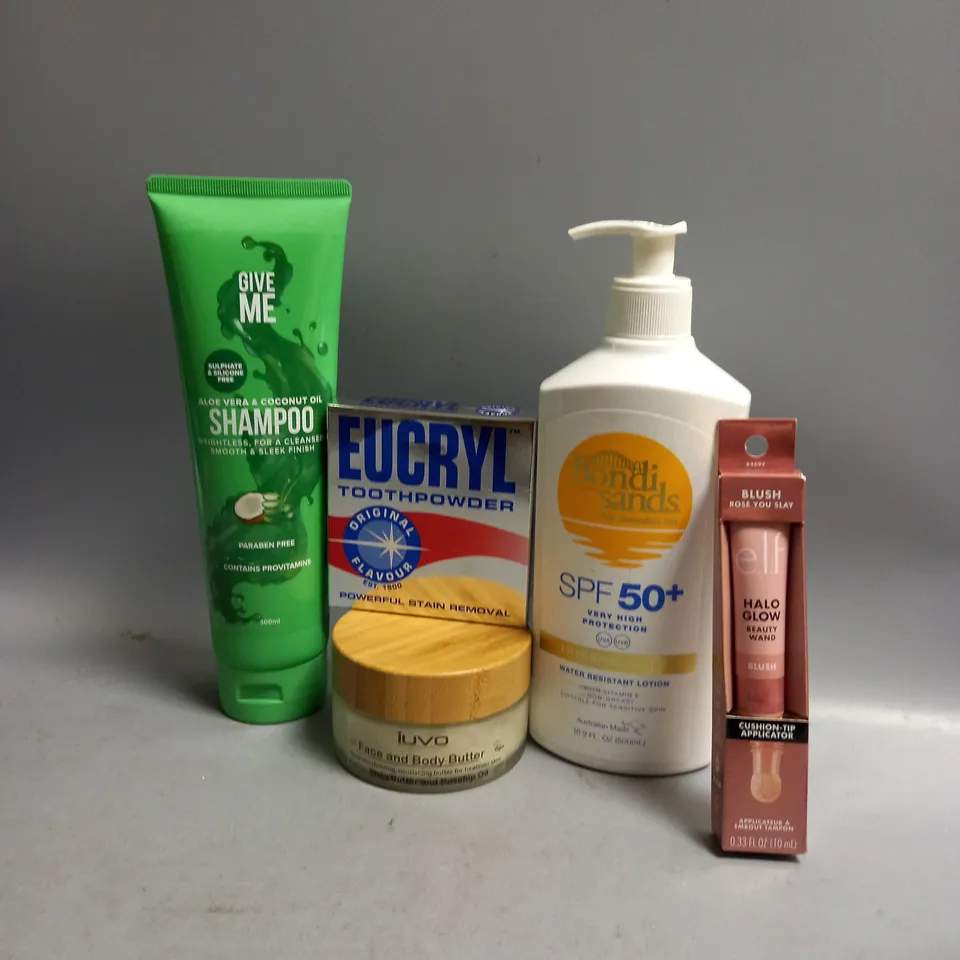 BOX OF APPROX 20 ASSORTED HEALTH AND BEAUTY ITEMS TO INCLUDE - GIVE ME SHAMPOO - LUV FACES AND BODY BUTTER - BONDI SANDS SPF 50+ ETC