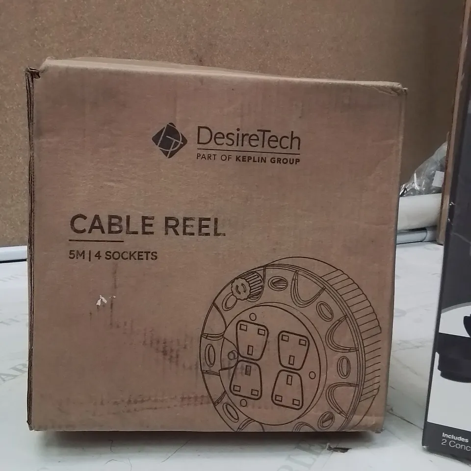 BOXED DESIRETECH 5M CABLE REEL WITH 4 SOCKETS