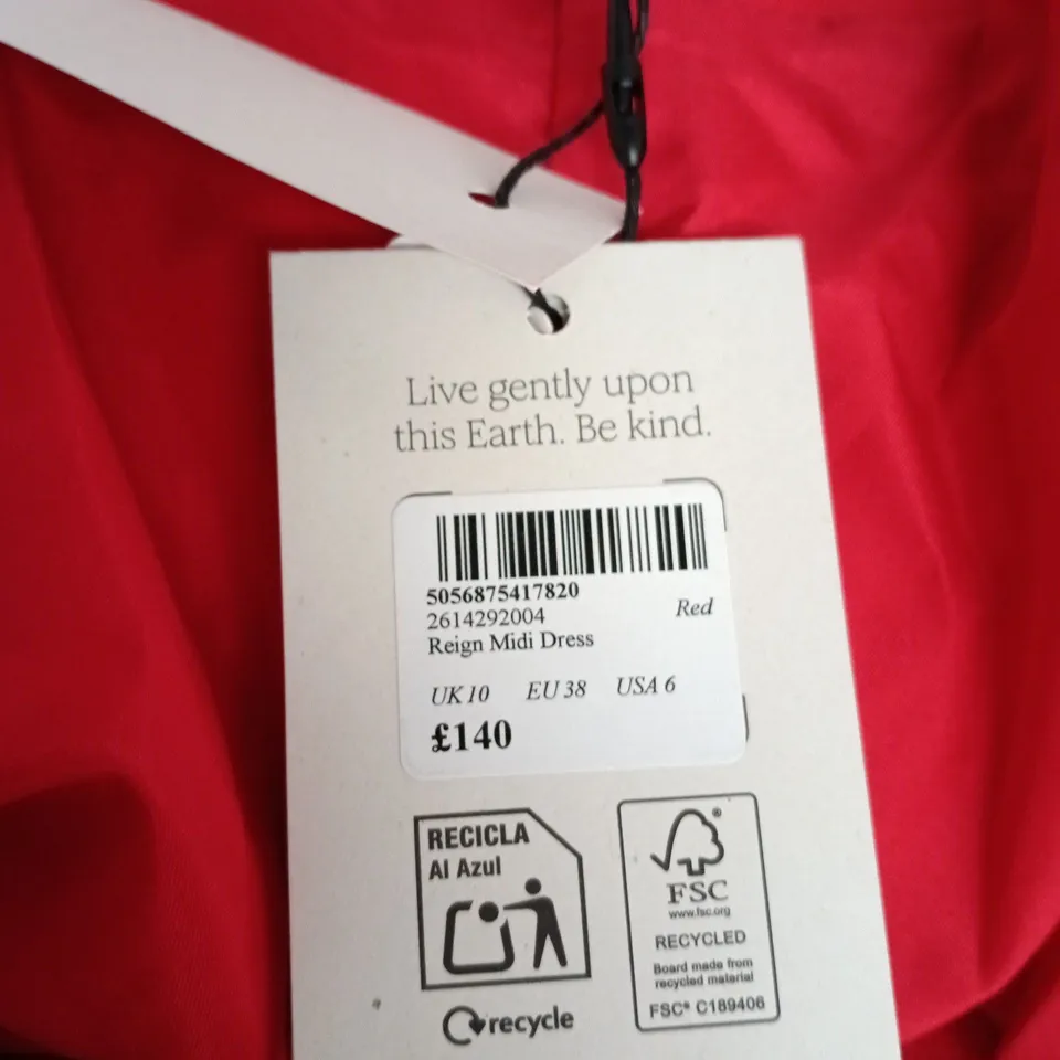 NOBODY'S CHILD REIGN MIDI DRESS – RED, UK 10