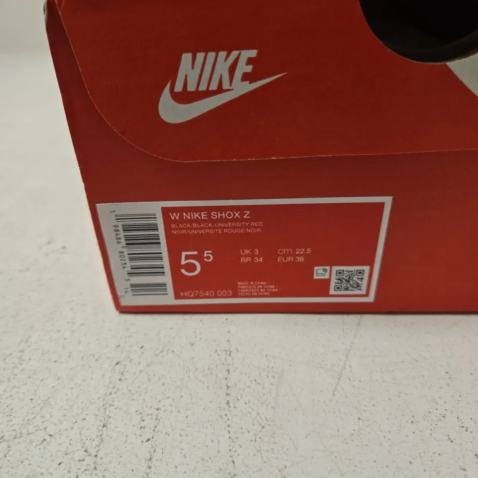 NIKE SHOX Z WOMEN'S SHOES – BLACK/BLACK UNIVERSITY RED, UK 3 (US 5)