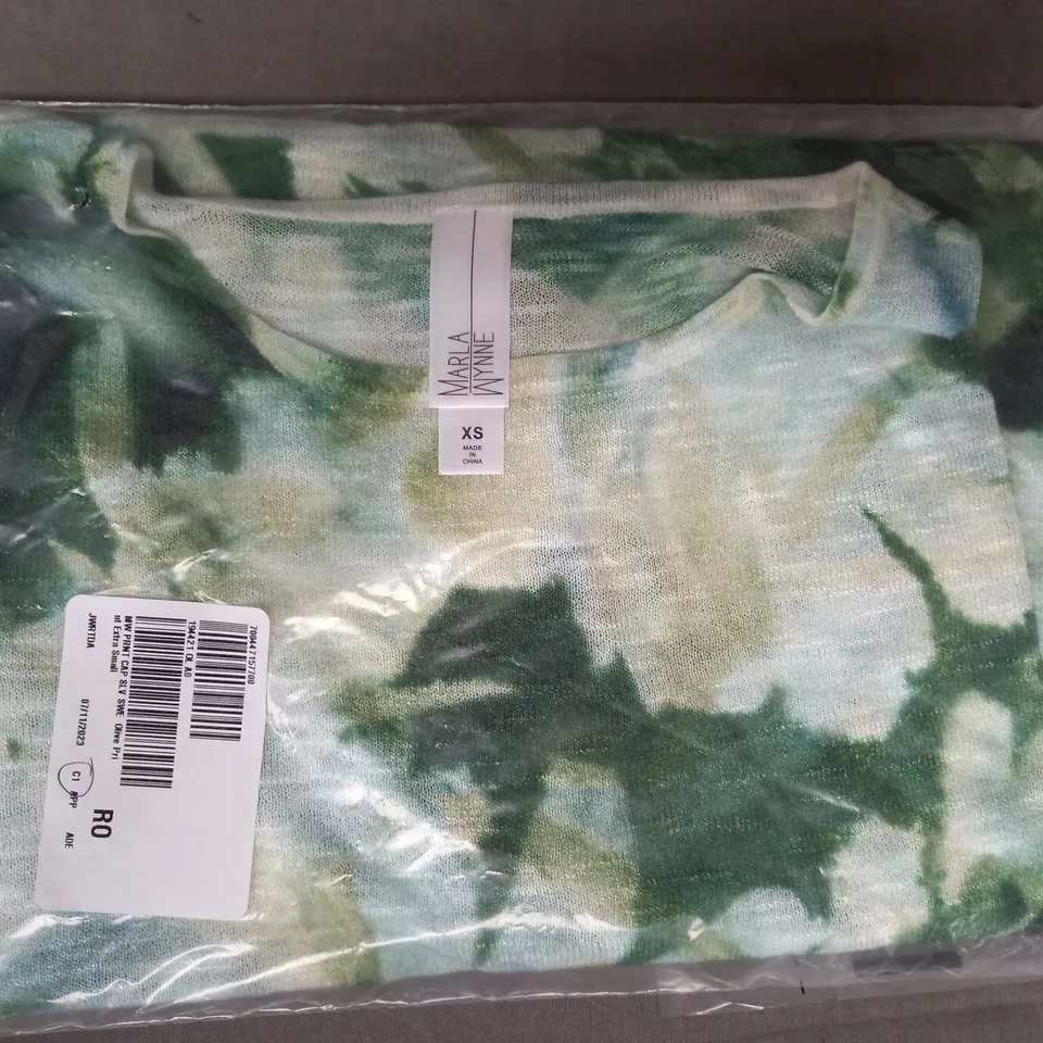 MARLA WYNNE SWEATER IN OLIVE PRINT SIZE XS