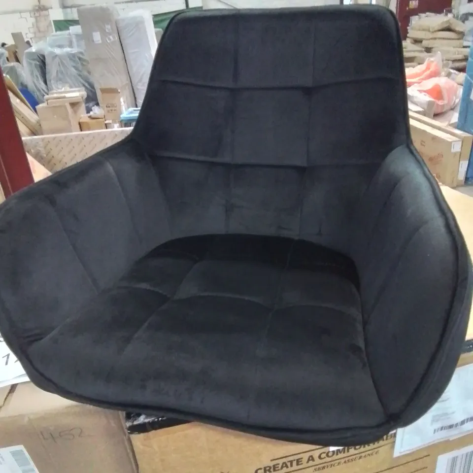 BOXED DANYL SET OF TWO BLACK VELVET DINING CHAIRS