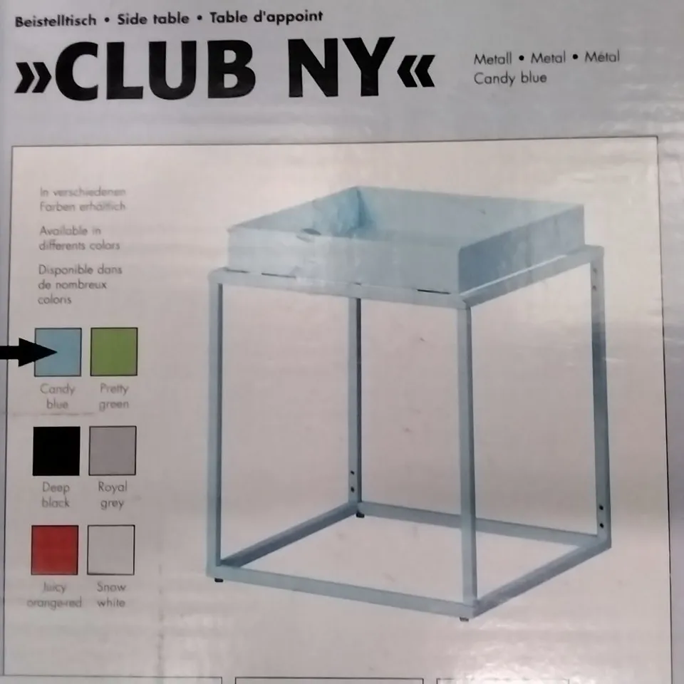 BOXED CLUB NY SIDE TABLE IN CANDY BLUE 