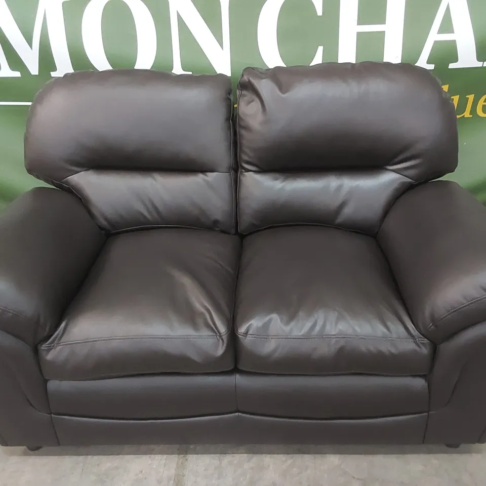 ANDERSON 2 SEATER FAUX LEATHER SOFA - DARK CHOCOLATE BROWN 