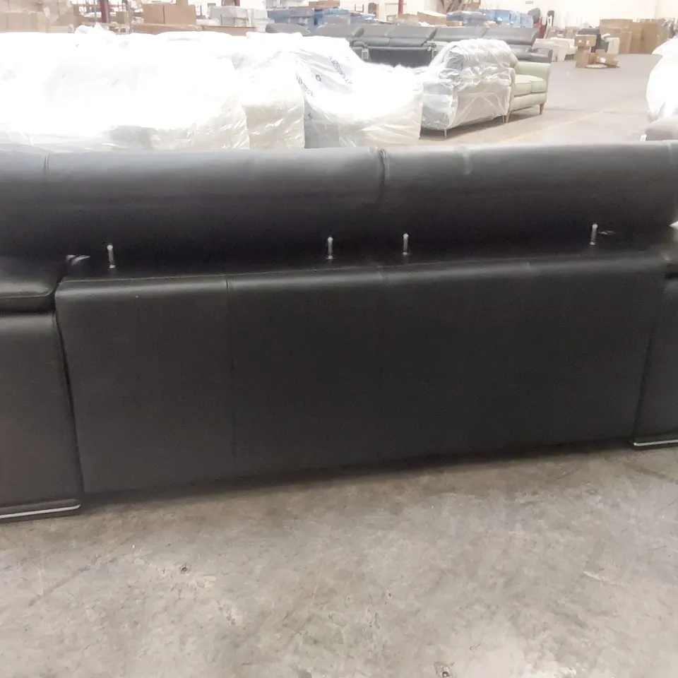 QUALITY DESIGNER ITALIAN MADE LEATHER MELO 4 SEATER SOFA - BLACK