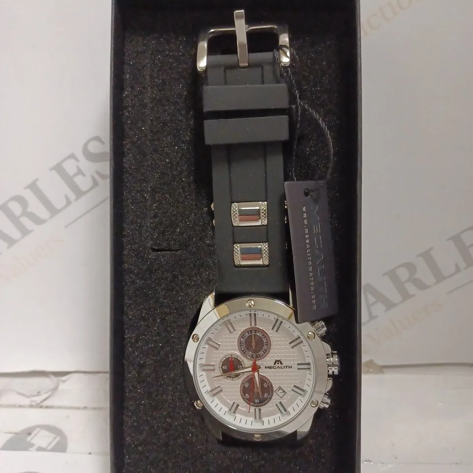 MEGALITH MENS CHRONOGRAPH RUBBER STRAP WATCH 