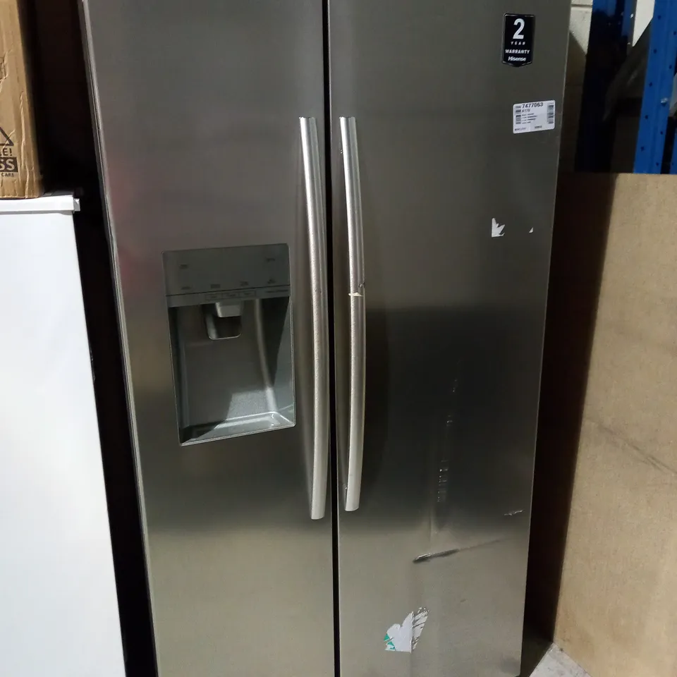 HISENSE DOUBLE-DOOR, FREESTANDING FRIDGE FREEZER WITH ICE AND WATER DISPENSER - COLLECTION ONLY