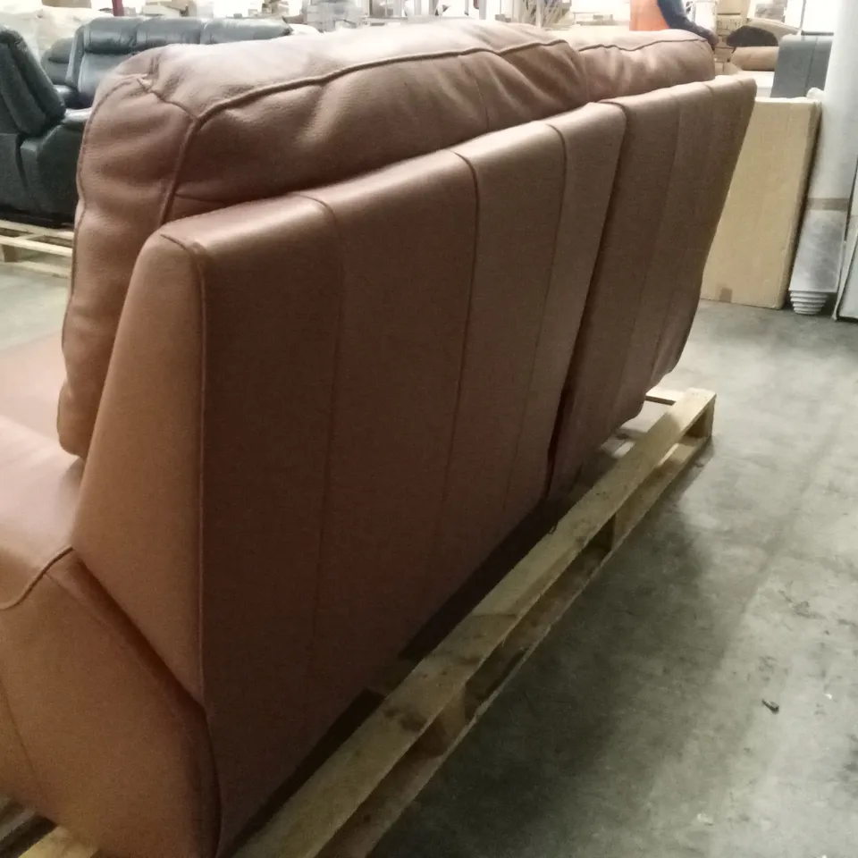 QUALITY DESIGNER 3 SEATER POWER RECLINER LEATHER SOFA - TAN