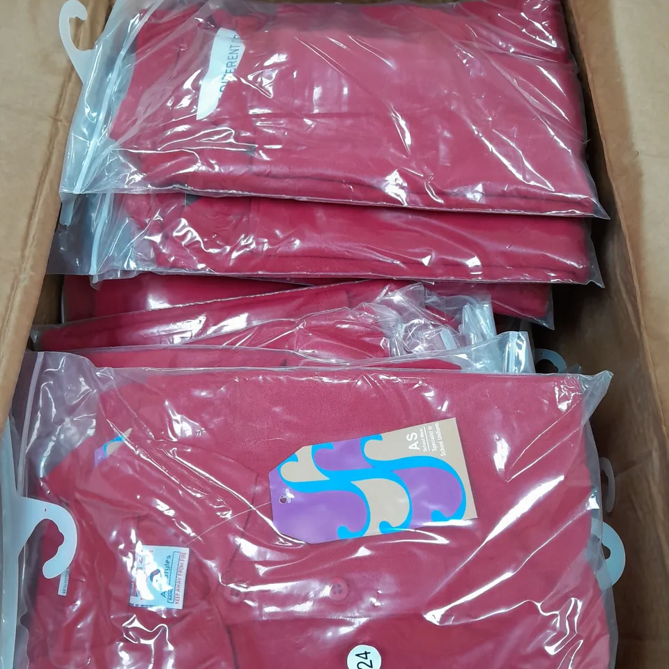 BOX OF APPROX. 80 AKIF STYLES SCHOOL WEAR BOYS POLO SHIRTS IN DIFFERENT SIZES TO INCLUDE - EU 26 - EU 28 - EU 32 ETC