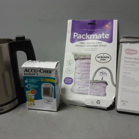 BOX OF APPROXIMATELY 12 ASSORTED ITEMS TO INCLUDE - KARAOKE SOUND SYSTEM , ARM TYPE BLOOD PRESSURE MONITOR , BABY BREZZA DETERGENT TABLETS ETC