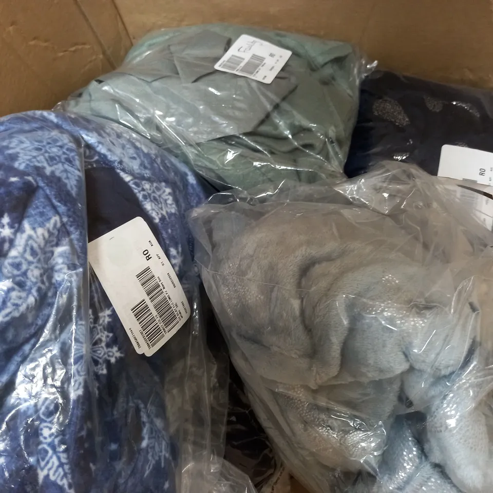 APPROXIMATELY 10 ASSORTED ITEMS OF HOME CLOTHING TO INCLUDE OVERSIZED SHERPA COATIGAN SIZE S/M, PJ SET SIZE L, LOUNGE SET SIZE S 