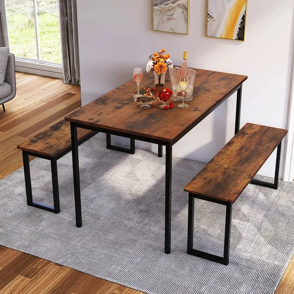 BOXED BELEN 4-PERSON DINING SET - COLOUR: TIGER WOOD (1 BOX)