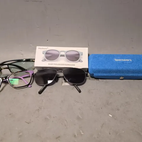 APPROXIMATELY 15 ASSORTED VISION CARE ITEMS TO INCLUDE - SUNGLASSES , CARRY CASES , EYEWEAR ETC