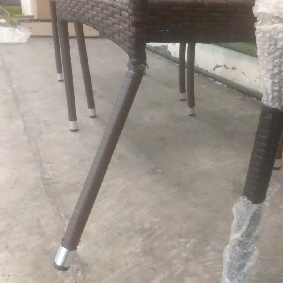 X4 RATTAN EFFECT GARDEN CHAIRS BROWN