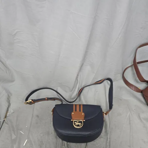 PAUL COSTELLOE DRESSAGE  - NAVY PEBBLED LEATHER WITH TAN TRIM