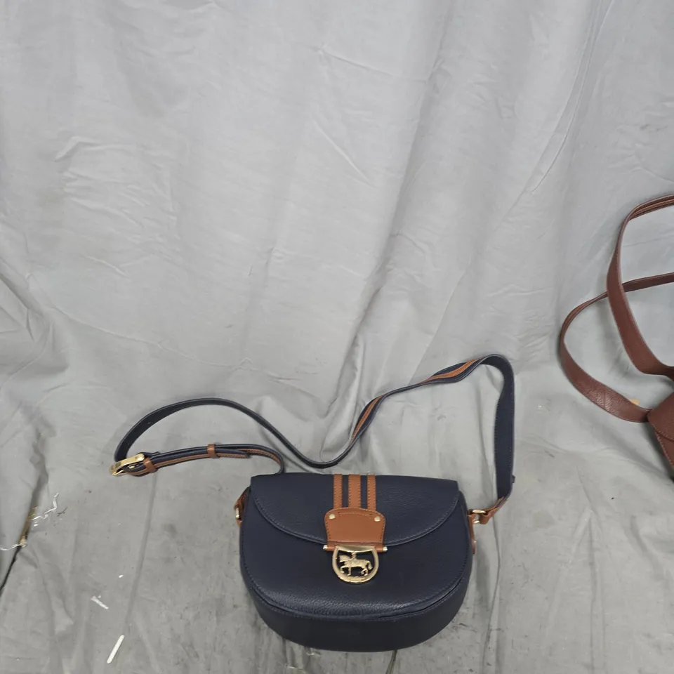 PAUL COSTELLOE DRESSAGE - NAVY PEBBLED LEATHER WITH TAN TRIM