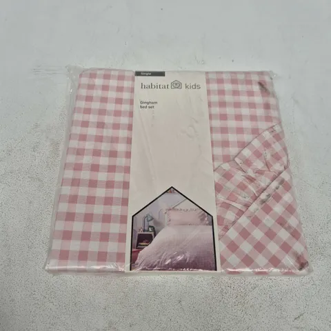 HABITAT KIDS GINGHAM BED SET PINK/WHITE SINGLE
