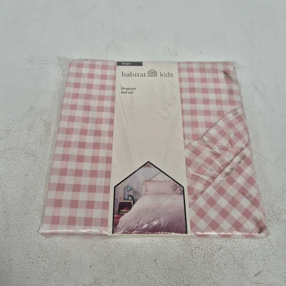HABITAT KIDS GINGHAM BED SET PINK/WHITE SINGLE