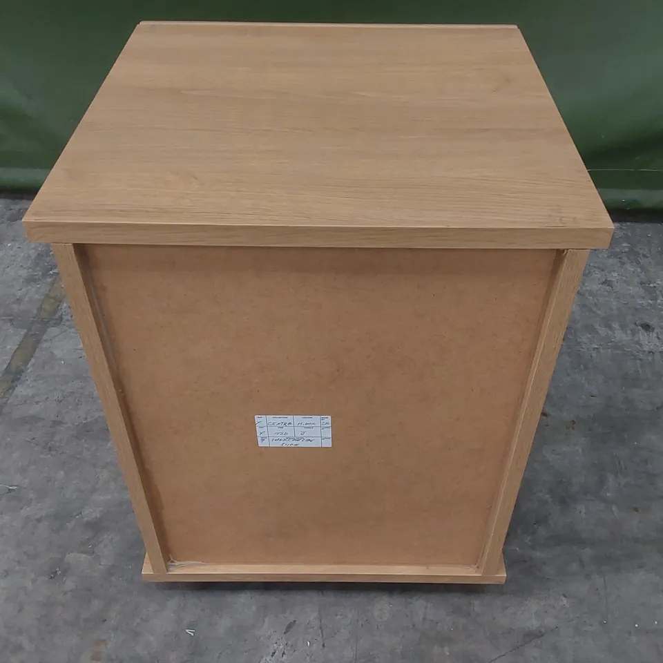 DESIGNER 2 DRAWER WOODEN BEDSIDE TABLE ON WHEELS