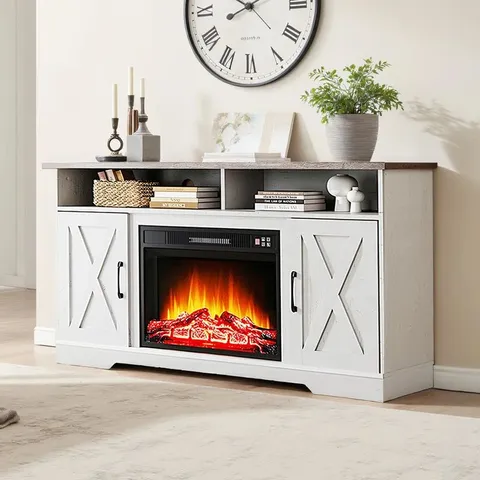 BOXED BAVORY 70" TV STAND WITH FIREPLACE INCLUDING (2 BOXES)