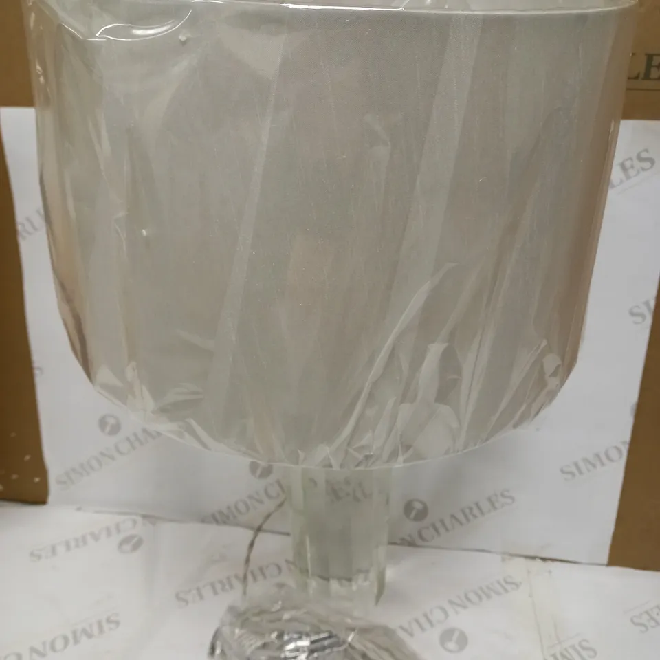 DAR LIGHTING LYLA TABLE LAMP - SOLID CRYSTAL BASE, C/W IVORY
