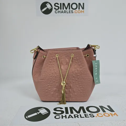 LA MAREY PINK CROCODILE-PATTERN HANDBAG WITH GOLD CHAIN STRAP β WOMEN'S ACCESSORY