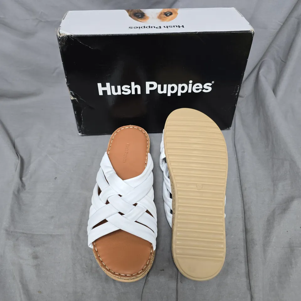 HUSH PUPPIES WOMEN'S WHITE CROSS-STRAP SANDALS – BOXED - SIZE EUR 42