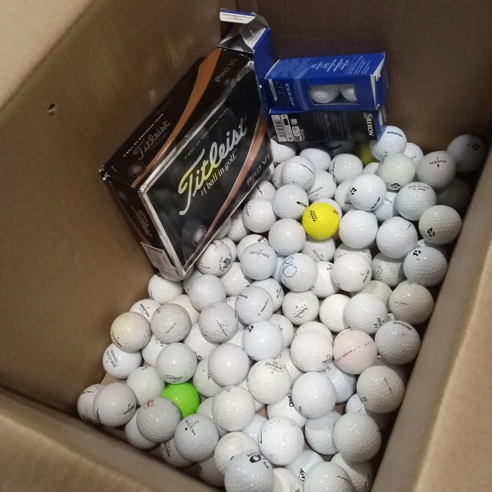 BOX TO CONTAIN A LARGE QUANTITY OF GOLF BALLS, BRANDS VARY