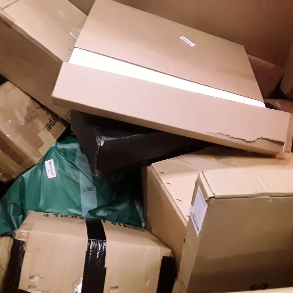 PALLET OF ASSORTED HOUSEHOLD ITEMS TO INCLUDE HEATED BLANKET, FOLDING UTILITY TABLE AND PLAYPEN 